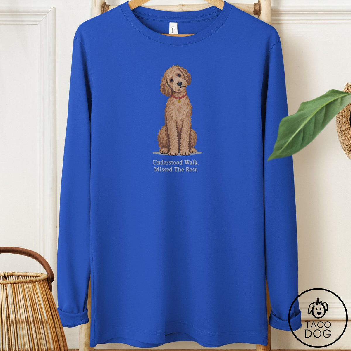 Doodle Understood Walk Long Sleeve Tee True Royal Taco-Dog