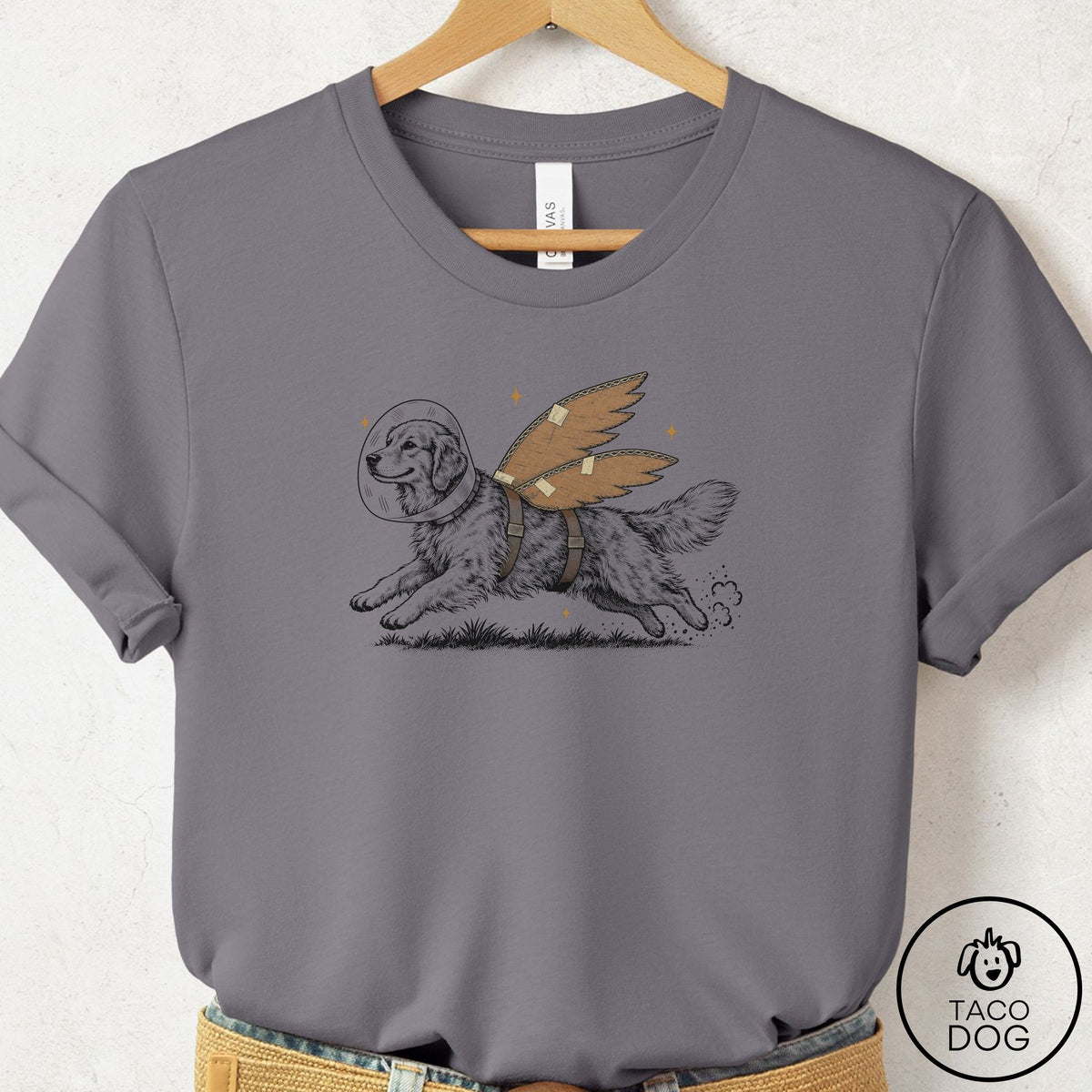 Golden Retriever Vet Wings T-Shirt Storm Taco-Dog
