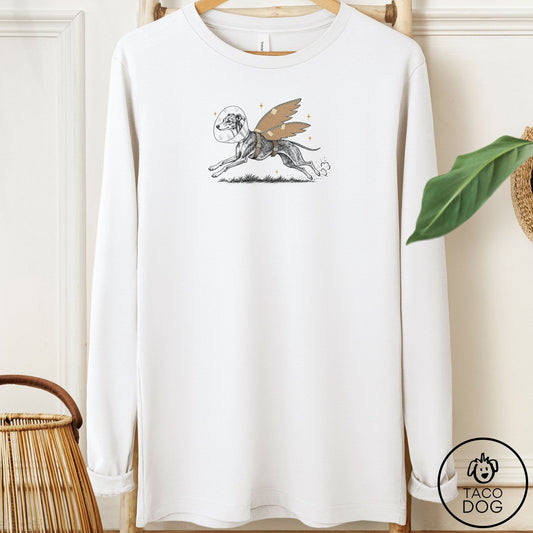 Italian Greyhound Whippet Vet Wings Long Sleeve Tee White Taco-Dog