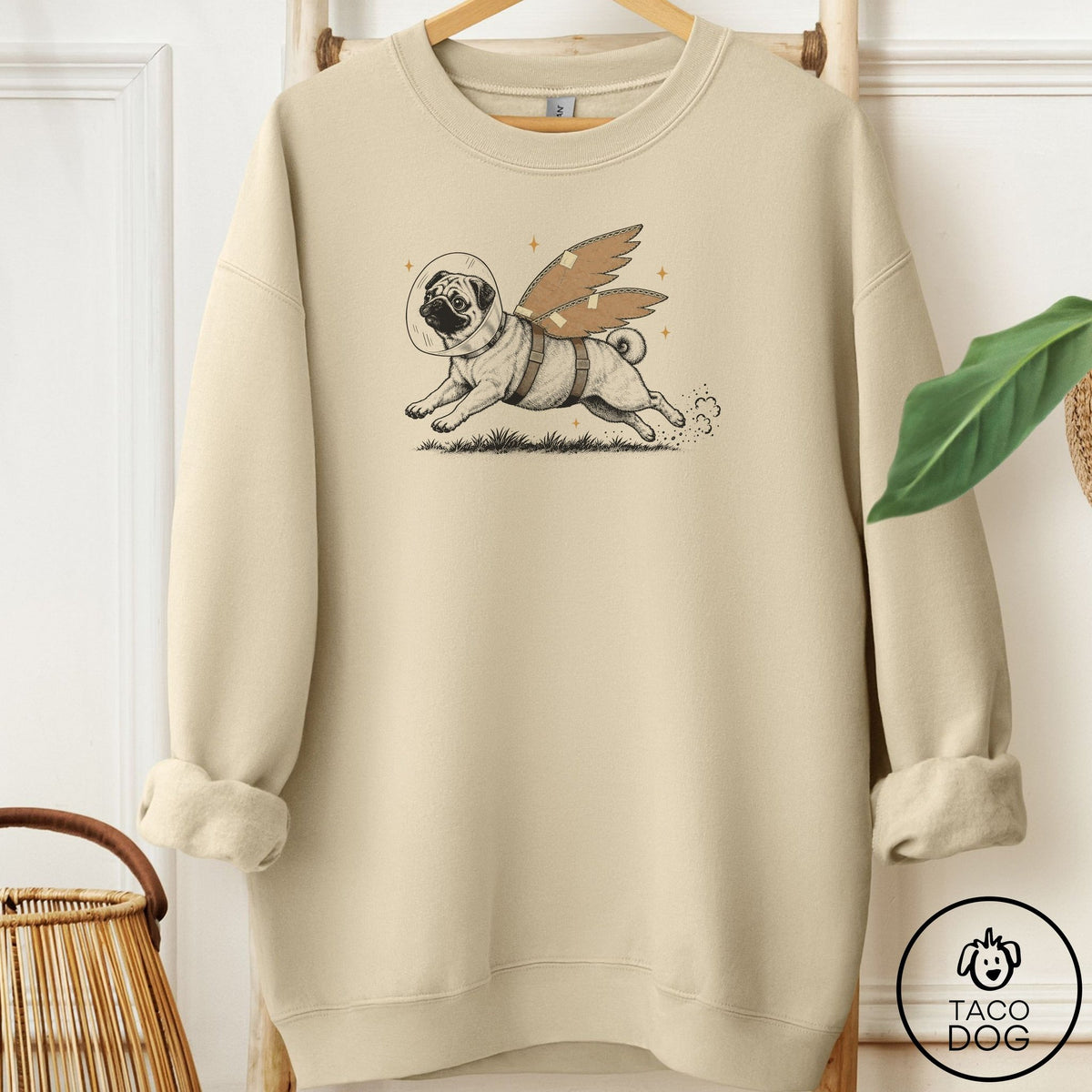 Pug Vet Wings Sweatshirt Sand Taco-Dog