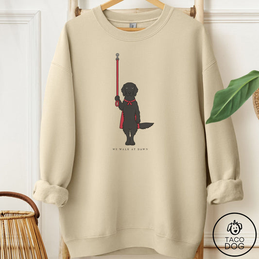 Flat-Coated Retriever We Walk At Dawn Sweatshirt Sand Taco-Dog