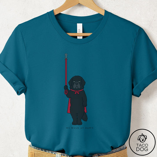 Newfoundland We Walk At Dawn T-Shirt Deep Teal Taco-Dog