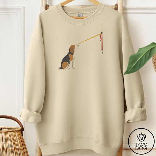 Beagle Willpower Leash Sweatshirt Sand Taco-Dog