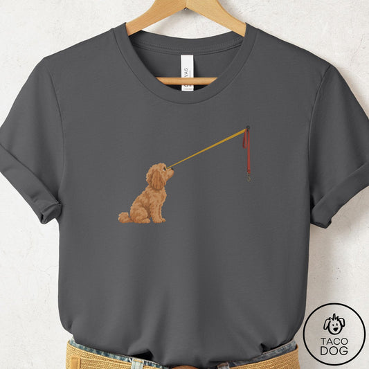 Cavapoo Willpower Leash T-Shirt Asphalt Taco-Dog