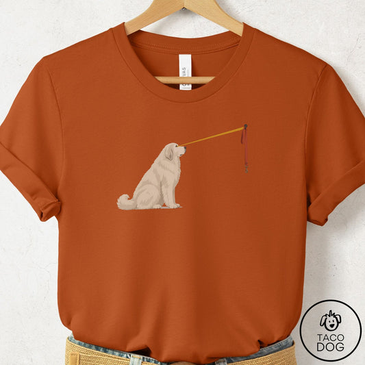 Great Pyrenees Willpower Leash T-Shirt Autumn Taco-Dog