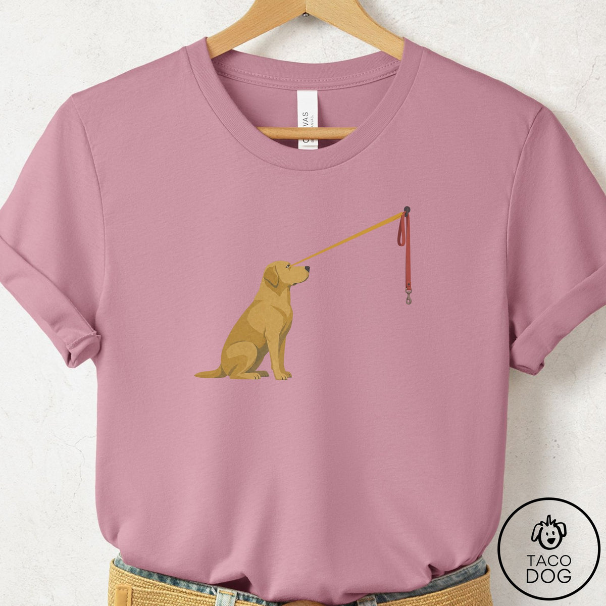 Labrador Retriever Willpower Leash T-Shirt Orchid Taco-Dog