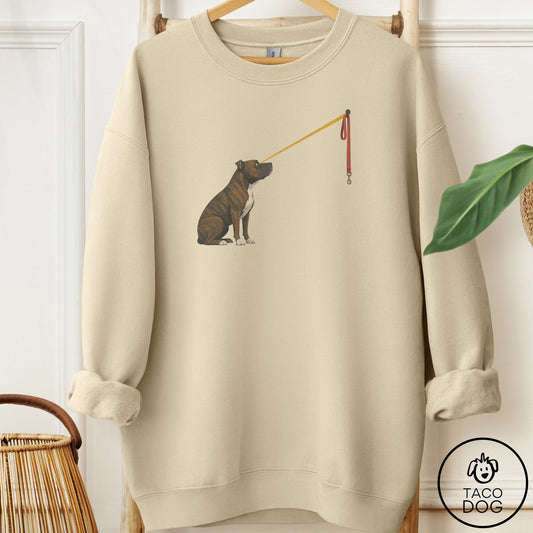 Pitbull Willpower Leash Sweatshirt Sand Taco-Dog