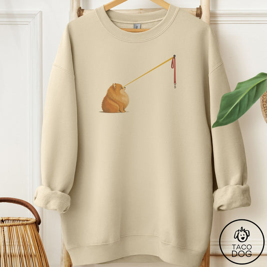 Pomeranian Willpower Leash Sweatshirt Sand Taco-Dog