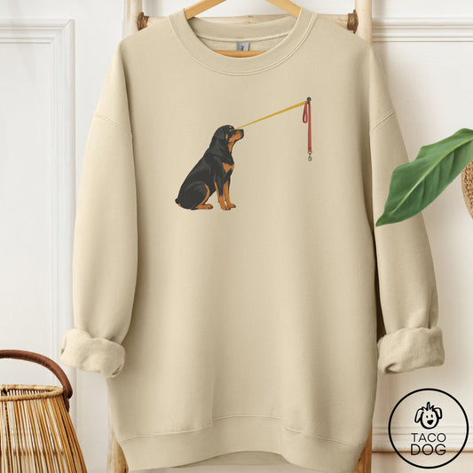 Rottweiler Willpower Leash Sweatshirt Sand Taco-Dog