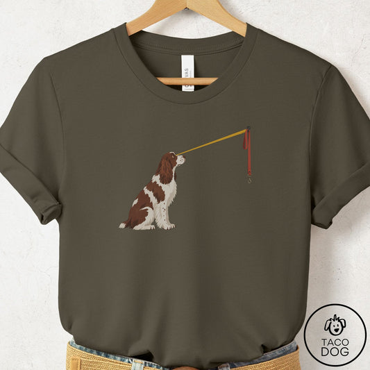 Springer Spaniel Willpower Leash T-Shirt Army Taco-Dog