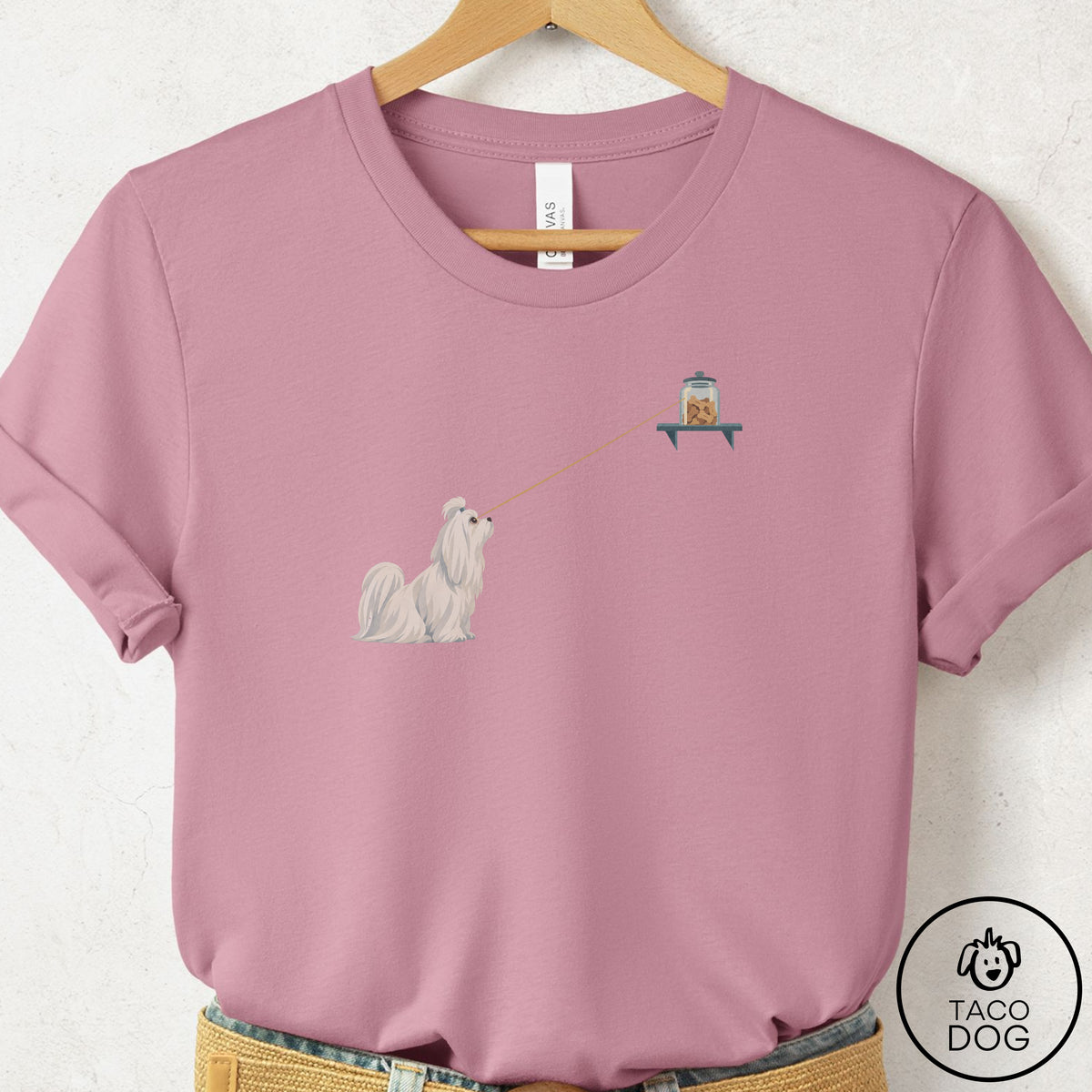 Maltese Willpower T-Shirt Orchid Taco-Dog