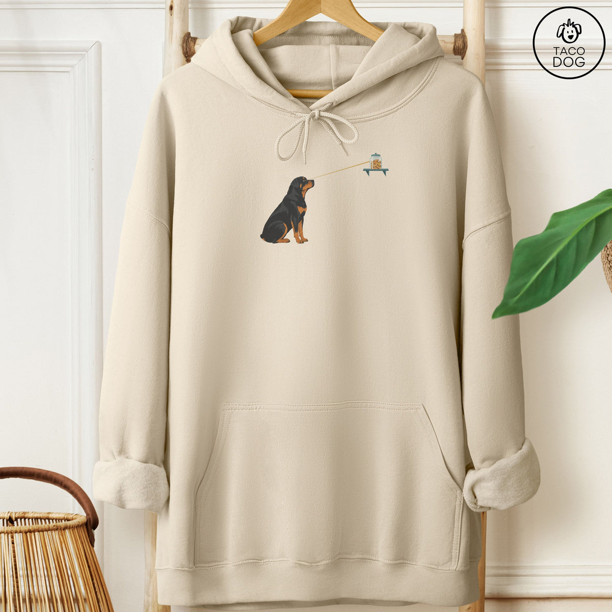 Rottweiler Willpower Hoodie Sand Taco-Dog