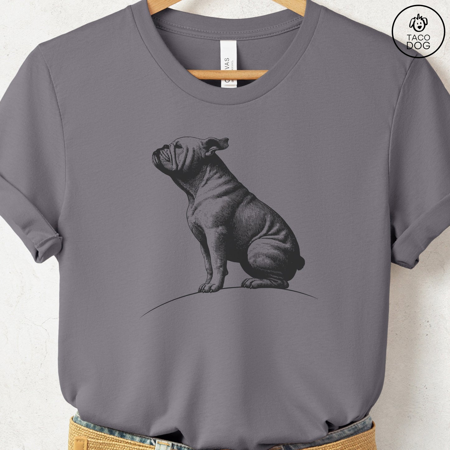 English Bulldog Tail Wind T-Shirt Taco-Dog