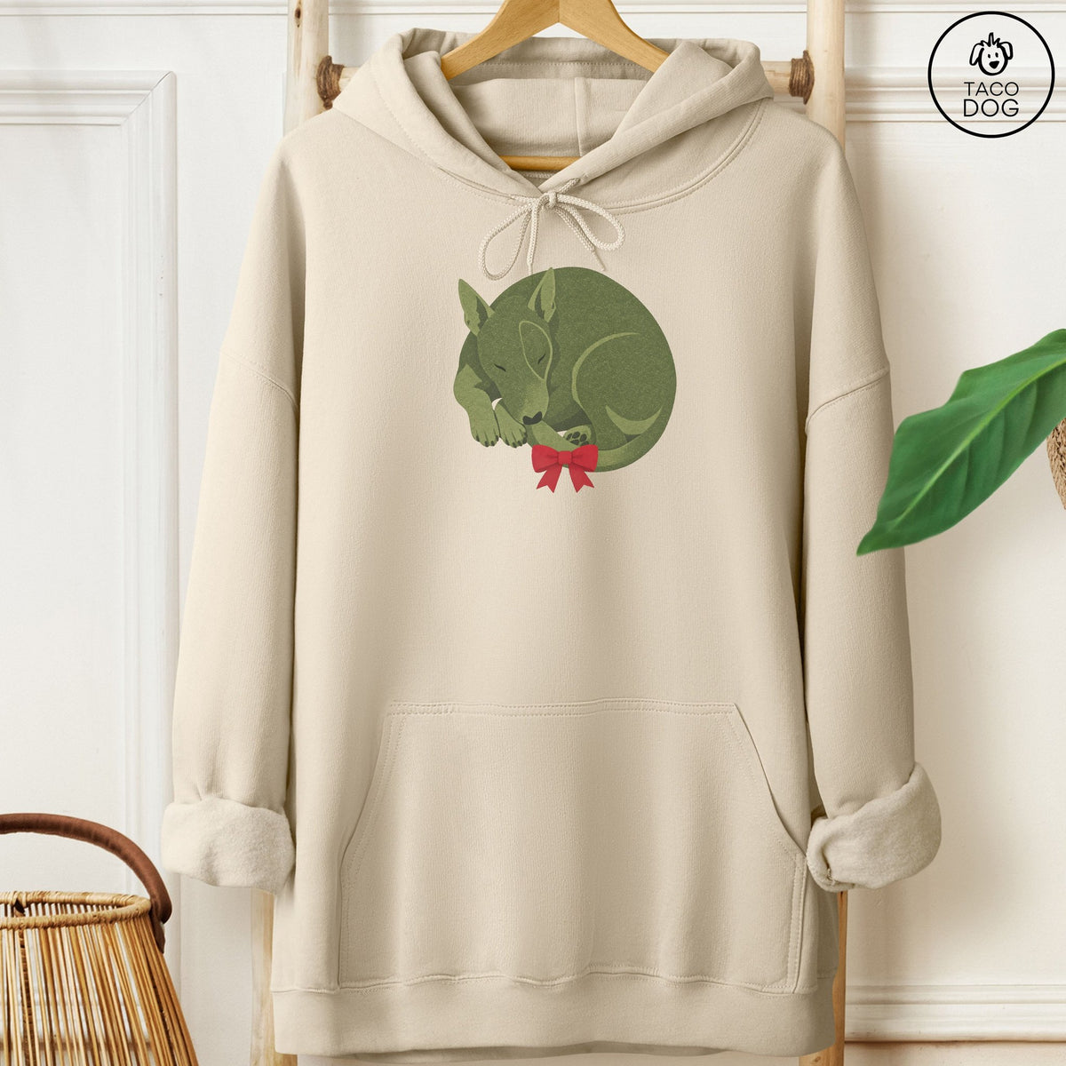 Bull Terrier Wreath Hoodie Sand Taco-Dog