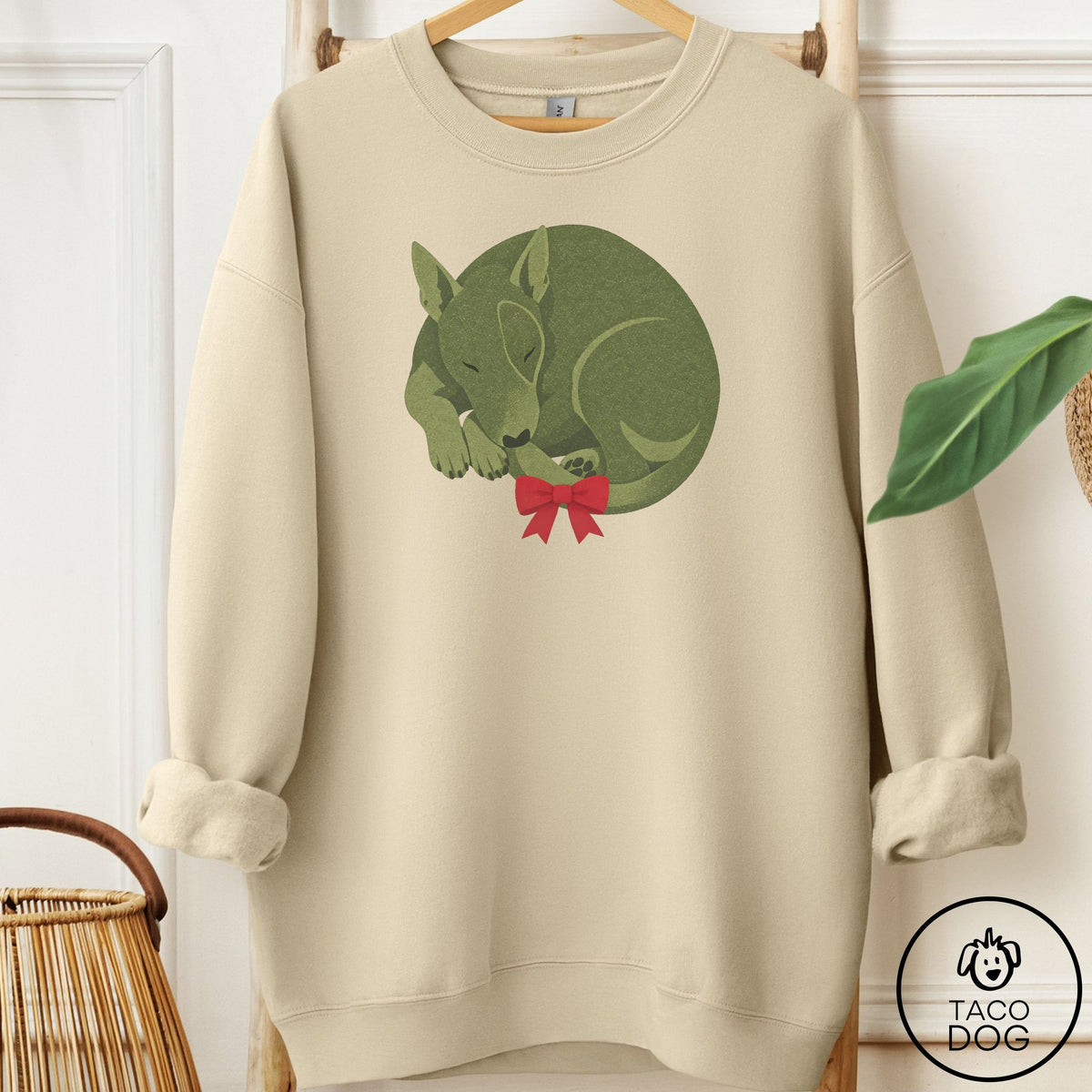 Bull Terrier Wreath Sweatshirt Sand Taco-Dog