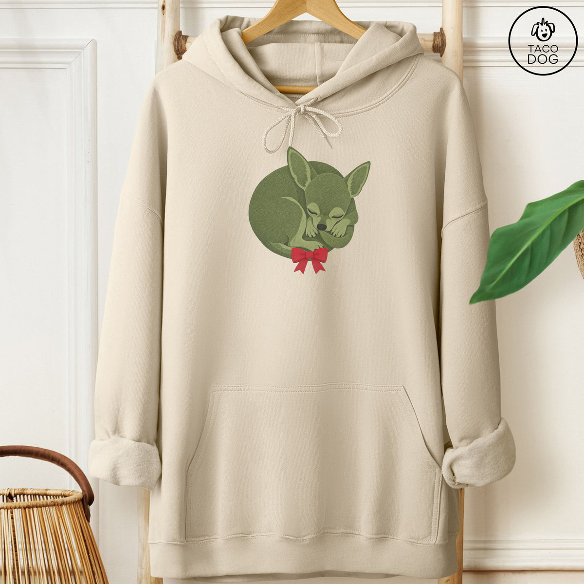 Chihuahua Wreath Hoodie Sand Taco-Dog
