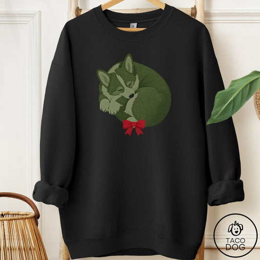 Corgi Wreath Sweatshirt Black Taco-Dog