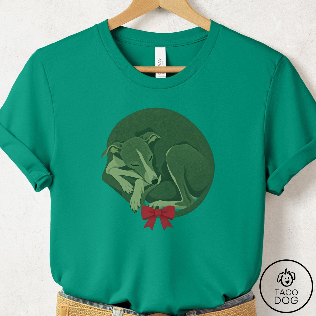 Italian Greyhound Whippet Wreath T-Shirt Kelly Taco-Dog