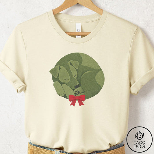 Jack Russell Wreath T-Shirt Natural Taco-Dog