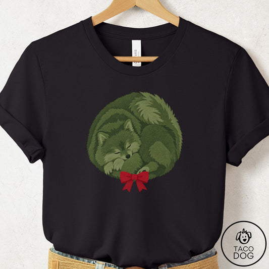 Pomeranian Wreath T-Shirt Black Taco-Dog
