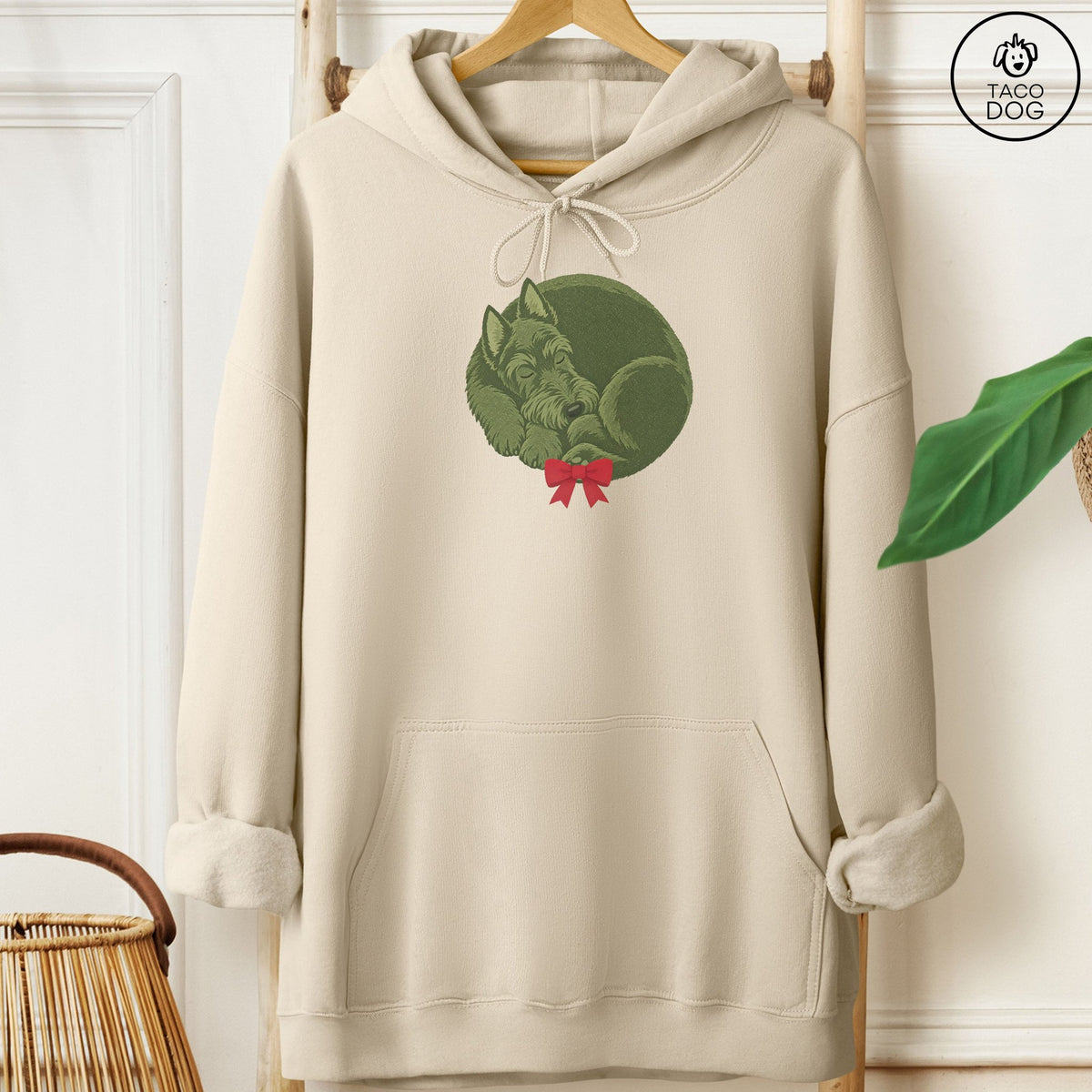 Scottie Wreath Hoodie Sand Taco-Dog