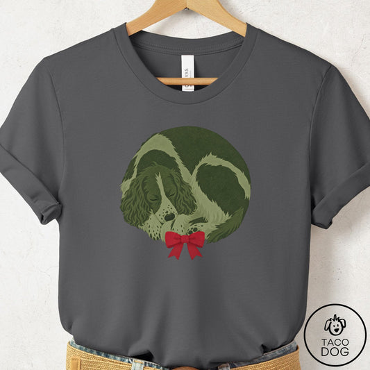 Springer Spaniel Wreath T-Shirt Asphalt Taco-Dog
