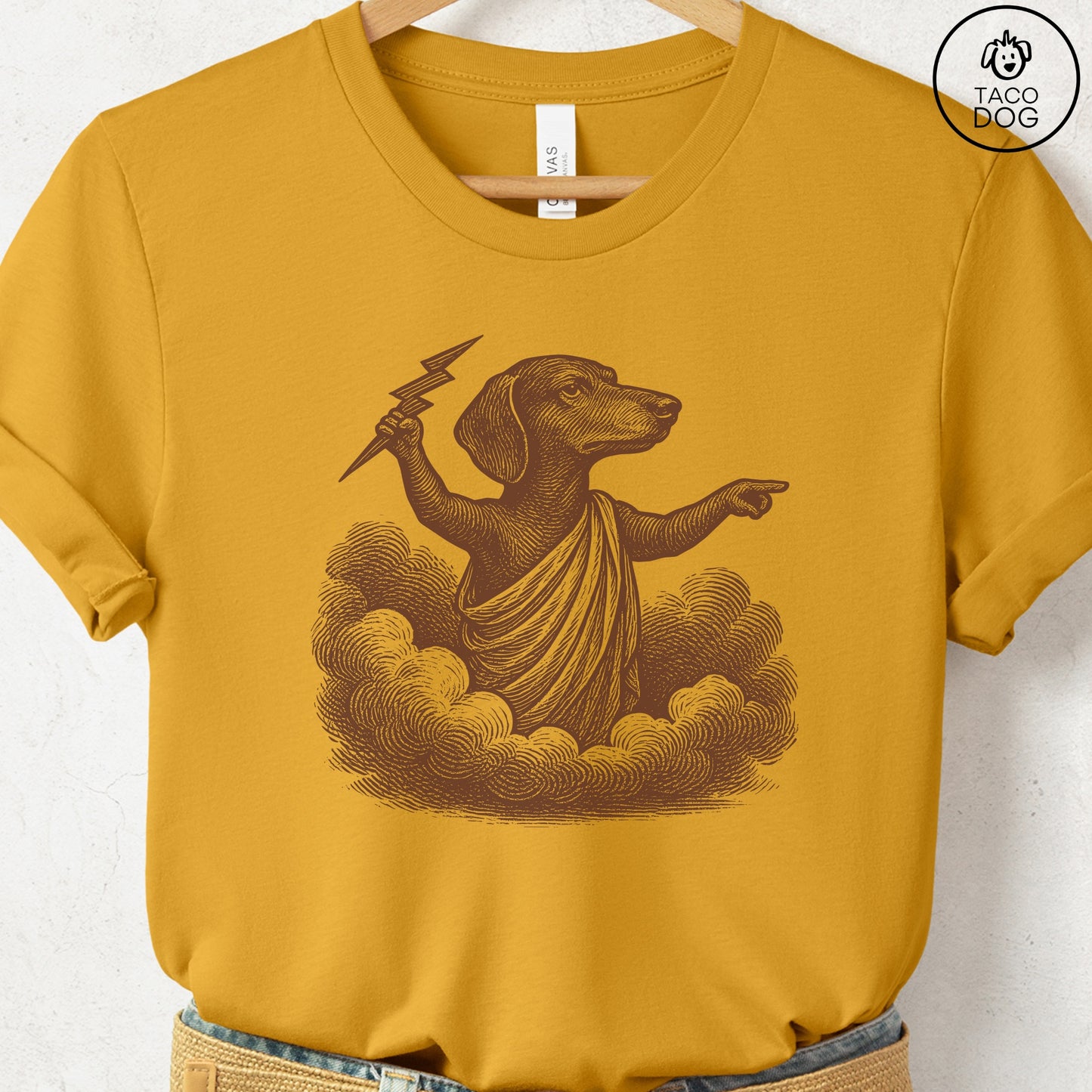 Dachshund Zeus T-Shirt Mustard S Taco-Dog