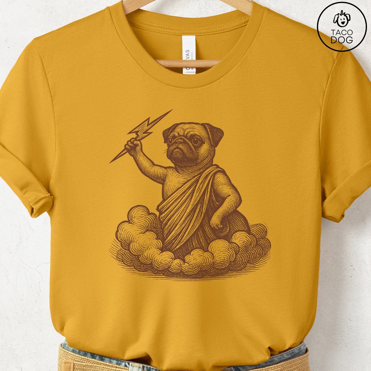 Pug Zeus T-Shirt Mustard S Taco-Dog