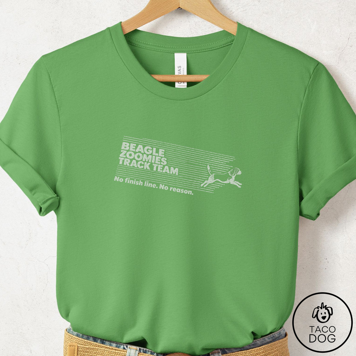 Beagle Zoomies Track Team T-Shirt Leaf Taco-Dog