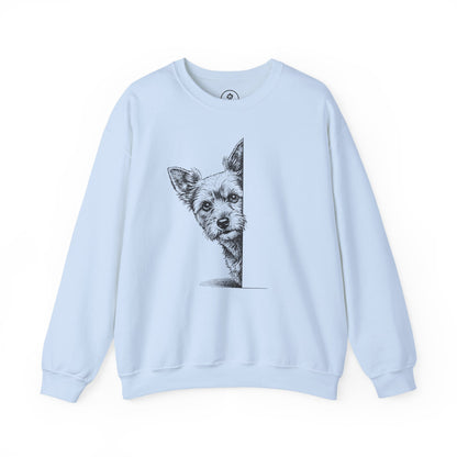 Yorkshire Terrier Yorkie Peeking Sweatshirt Light Blue Taco-Dog
