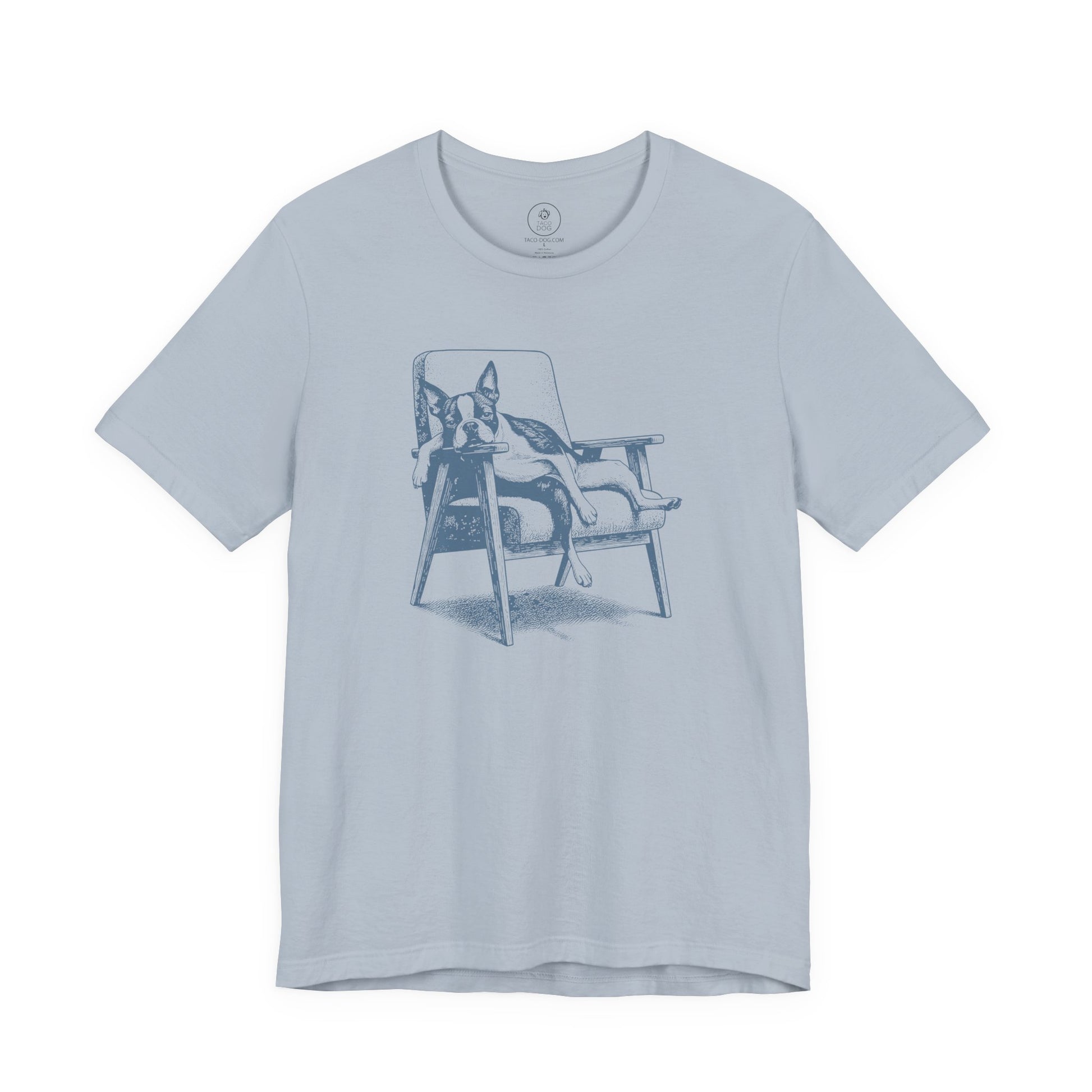 Boston Terrier Occupied T-Shirt Light Blue Taco-Dog