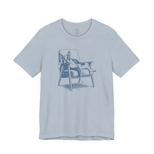 Boston Terrier Occupied T-Shirt Light Blue Taco-Dog