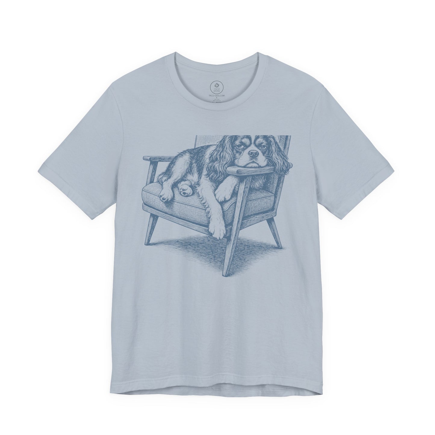 Cavalier King Charles Spaniel Occupied T-Shirt Light Blue Taco-Dog