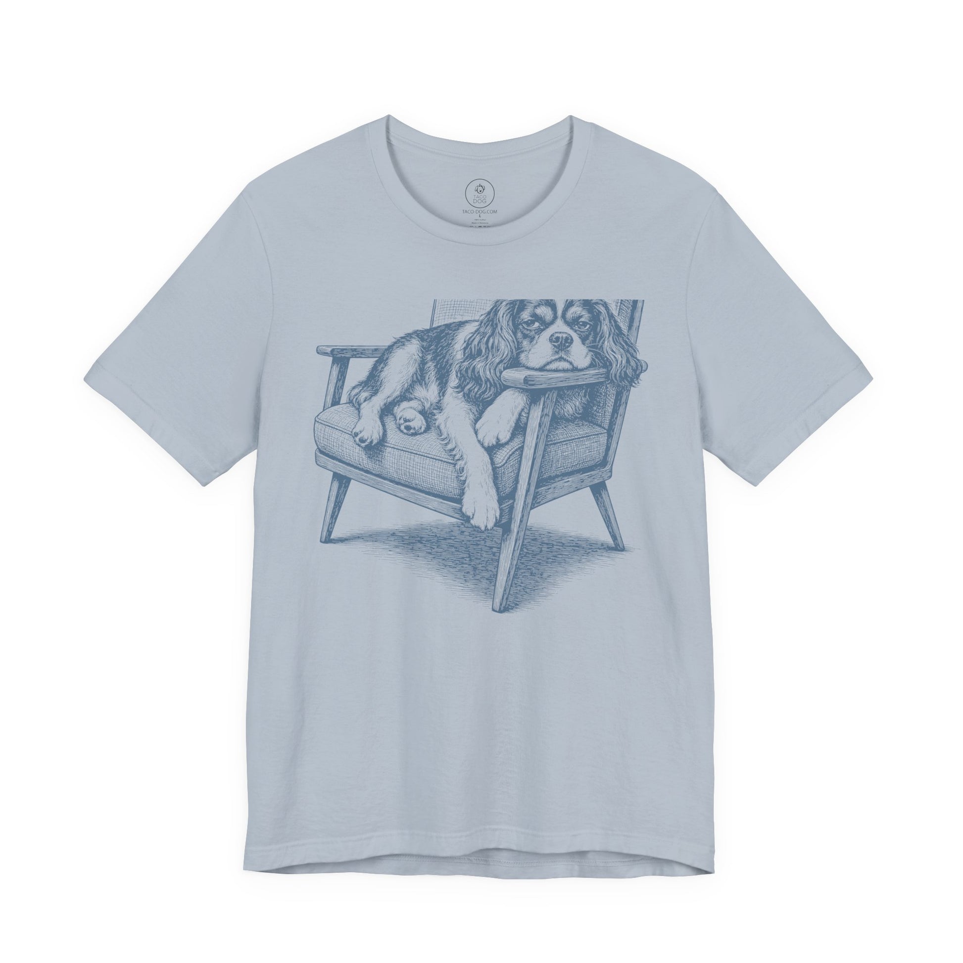 Cavalier King Charles Spaniel Occupied T-Shirt Light Blue Taco-Dog