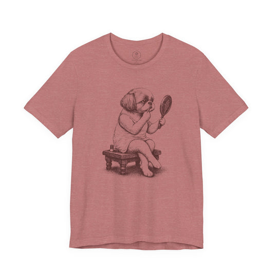 Shih Tzu Makeup T-Shirt Heather Mauve Taco-Dog