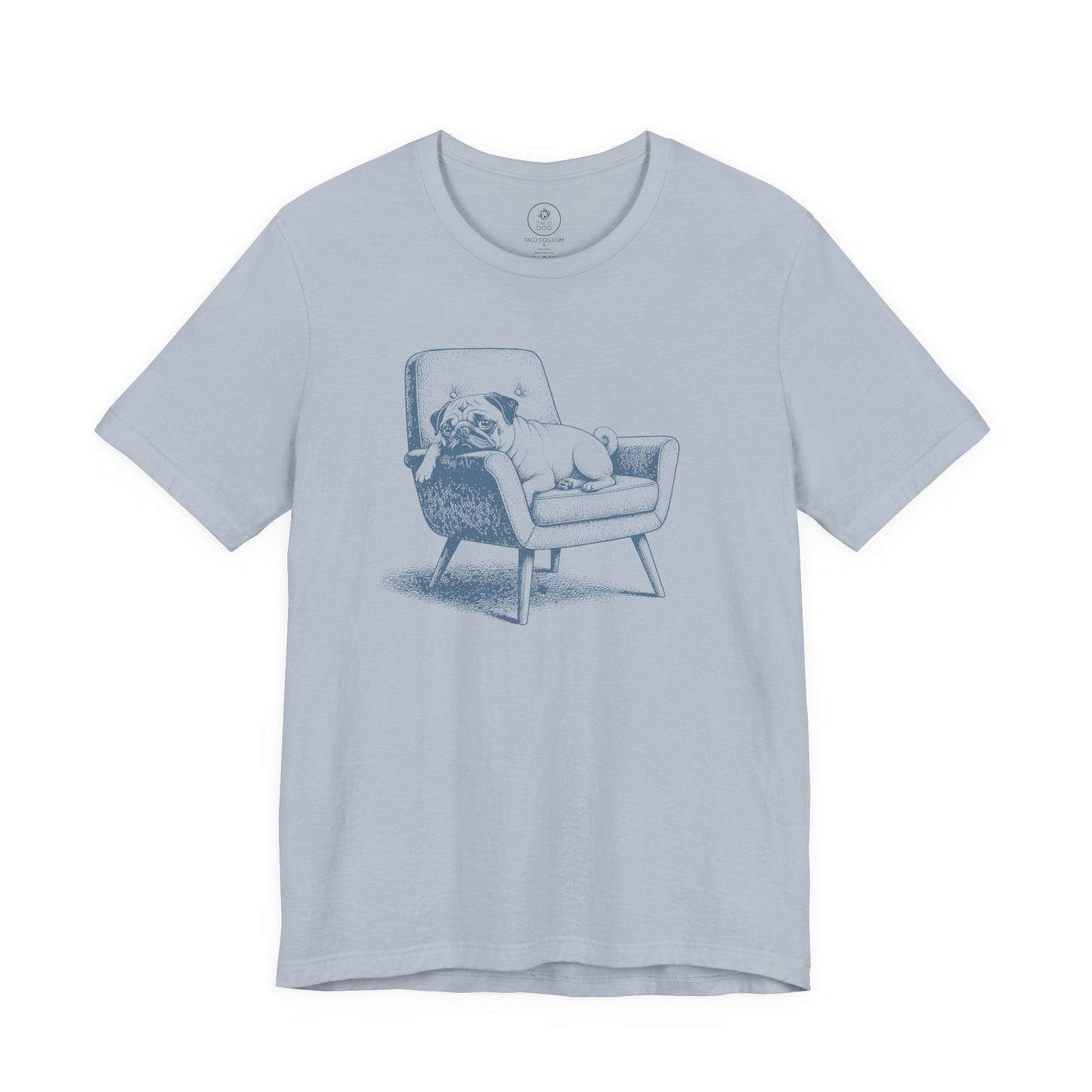 Pug Occupied T-Shirt Light Blue Taco-Dog
