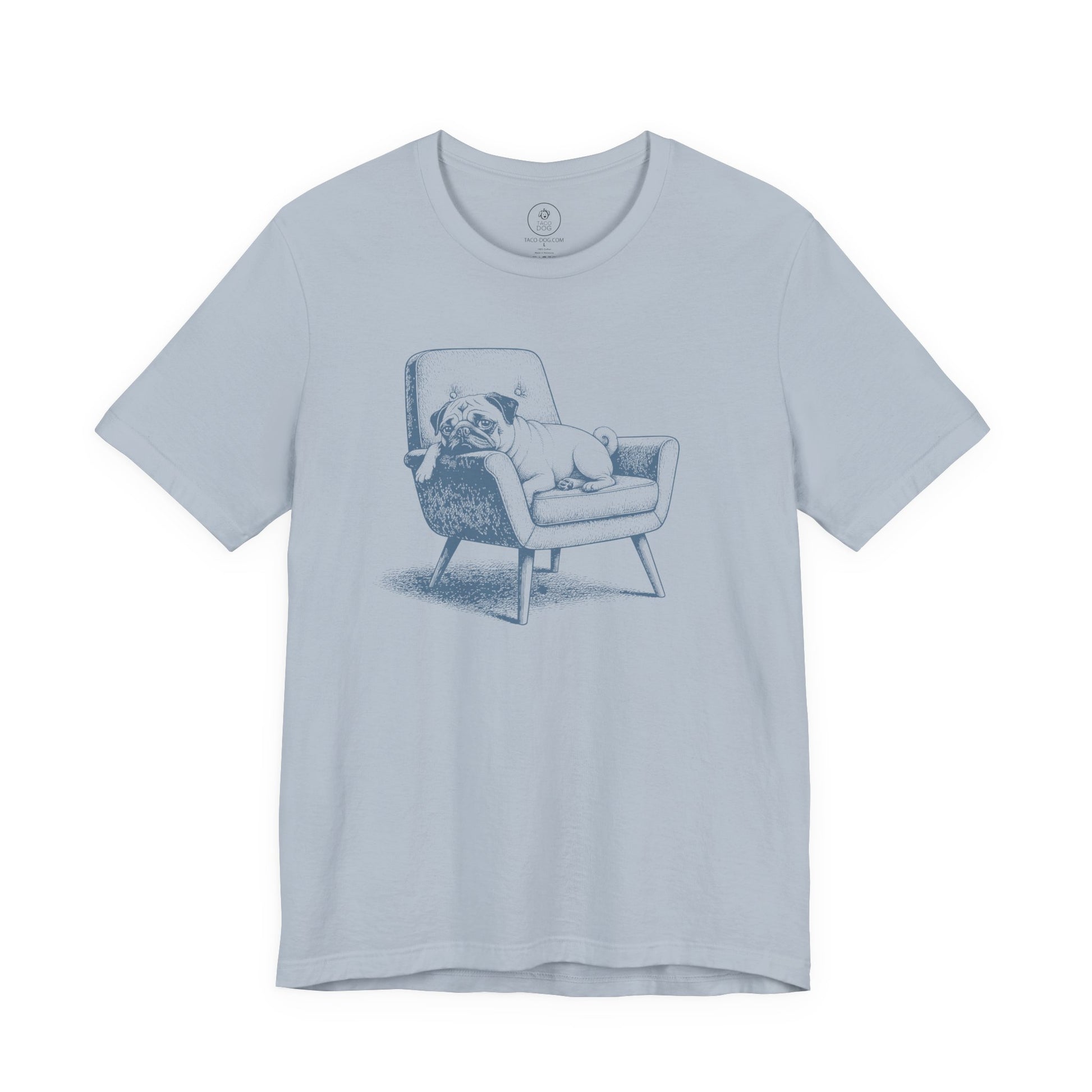 Pug Occupied T-Shirt Light Blue Taco-Dog