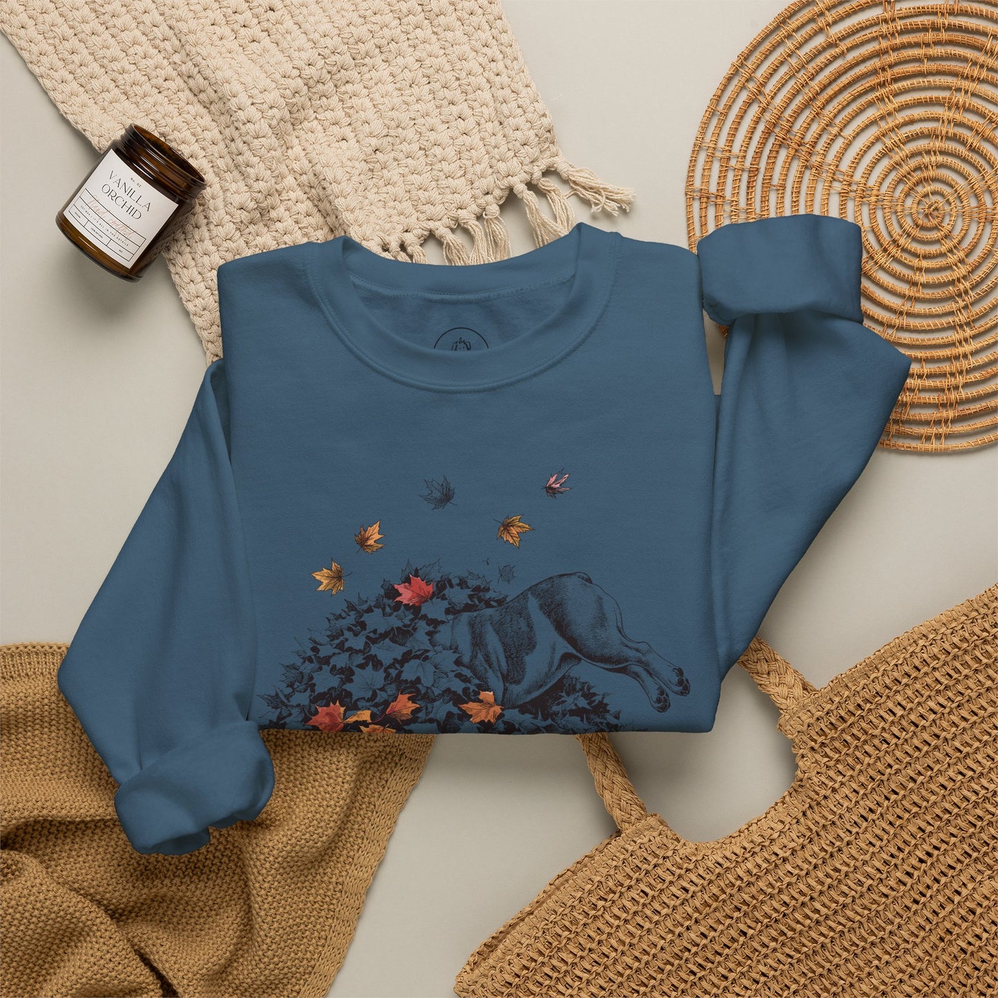 English Bulldog Leaf Jump Sweatshirt