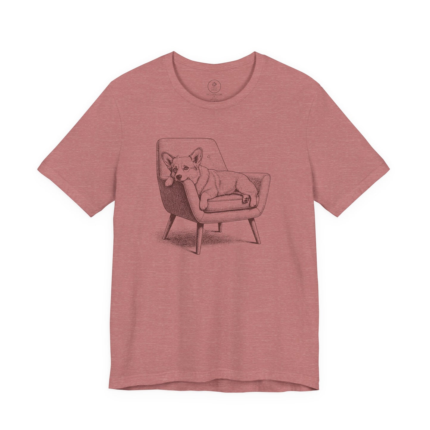 Corgi Occupied T-Shirt Heather Mauve Taco-Dog