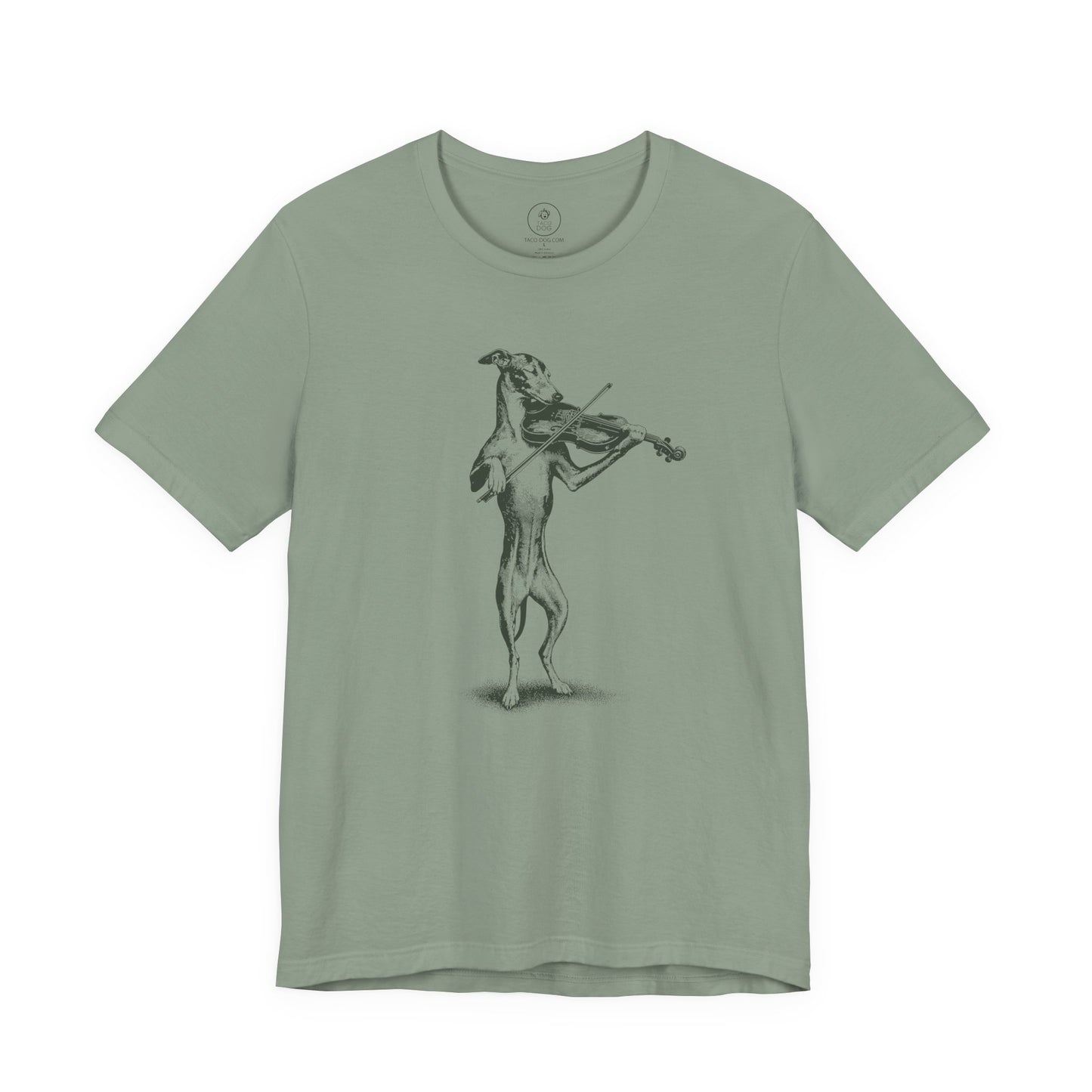 Italian Greyhound Whippet Violin T-Shirt Sage Taco-Dog