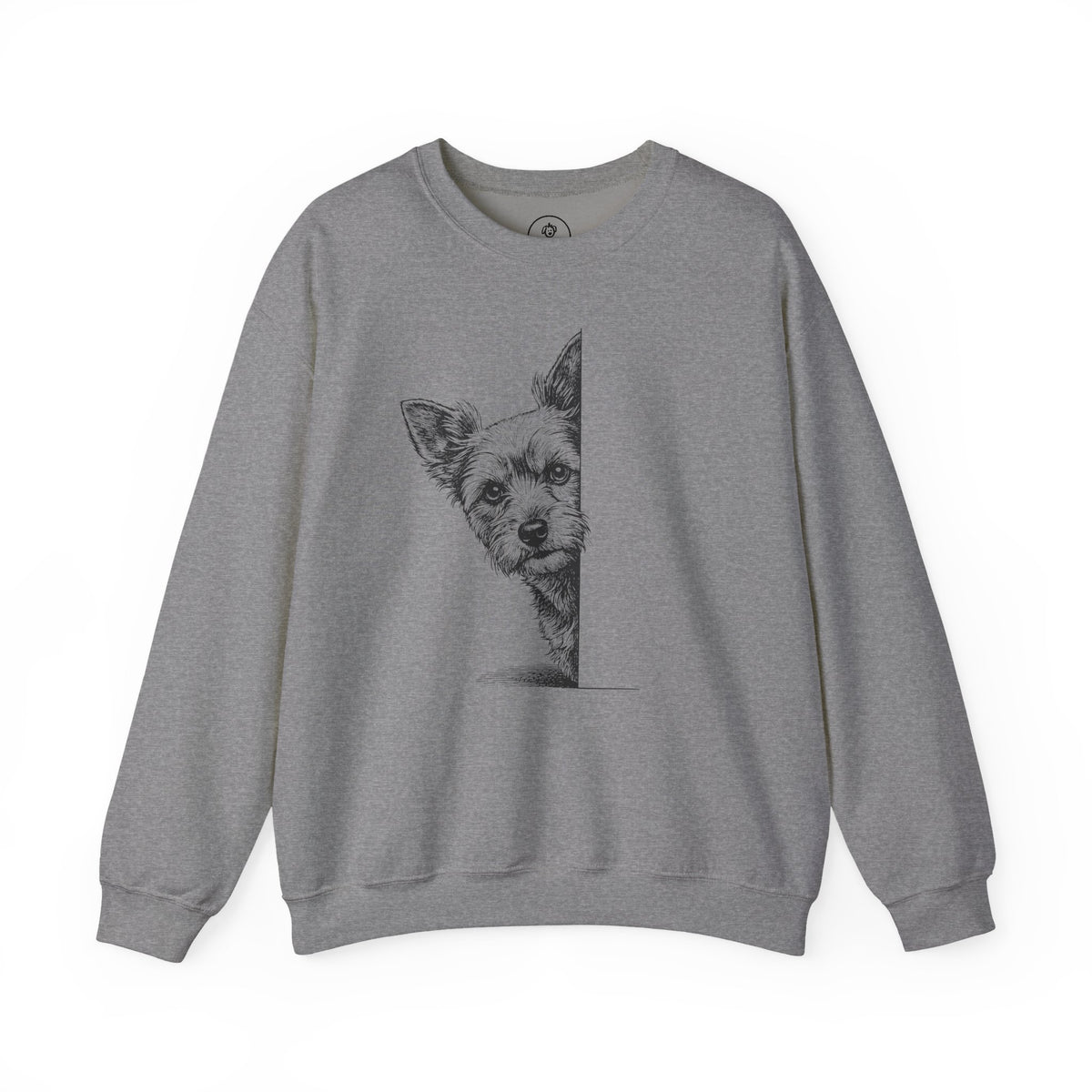 Yorkshire Terrier Yorkie Peeking Sweatshirt Graphite Heather Taco-Dog