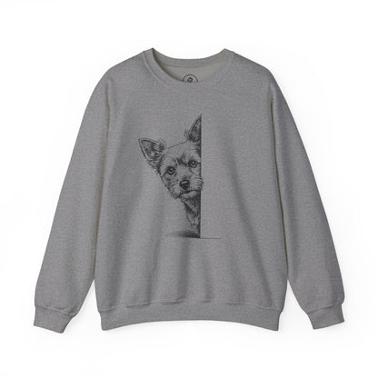 Yorkshire Terrier Yorkie Peeking Sweatshirt Graphite Heather Taco-Dog