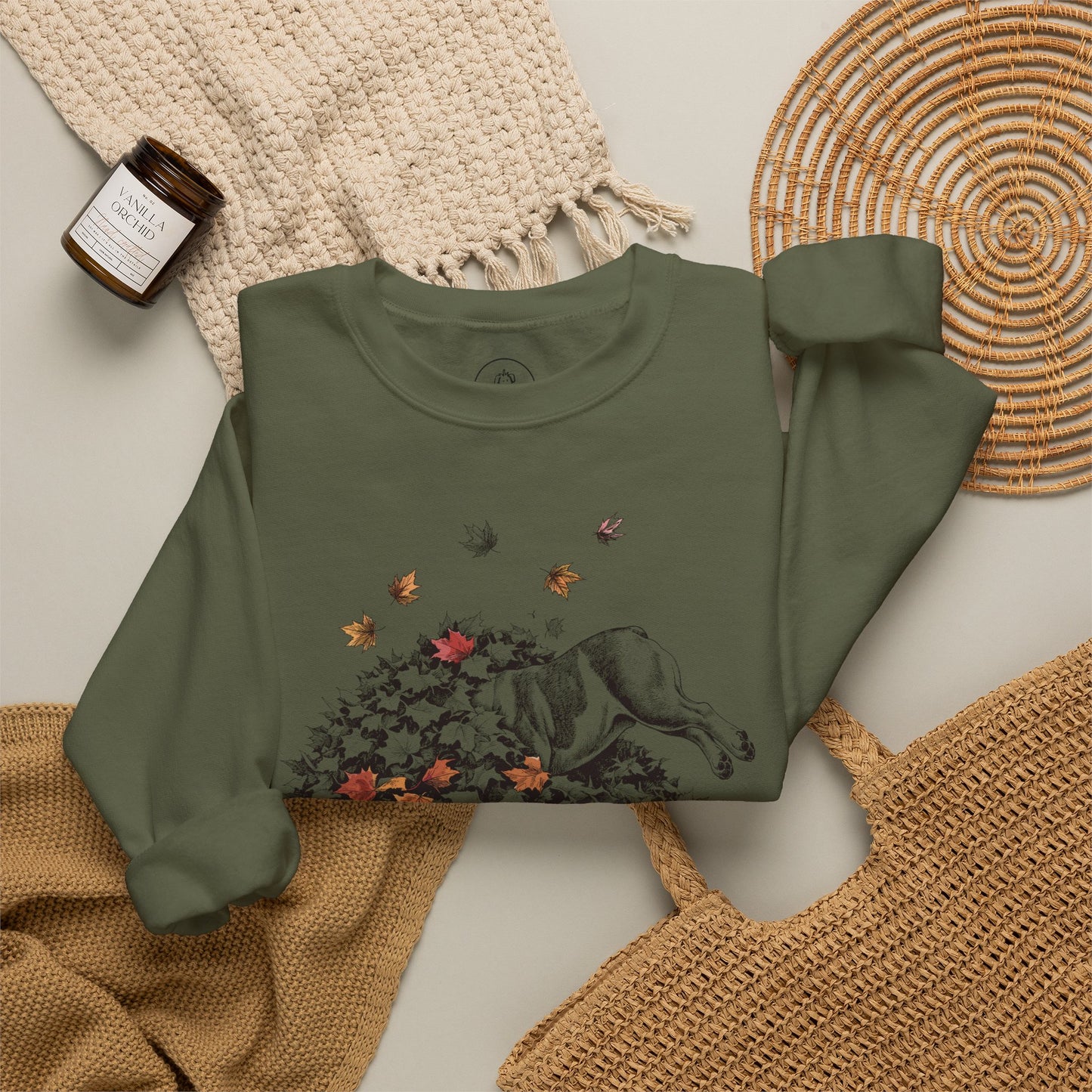 English Bulldog Leaf Jump Sweatshirt