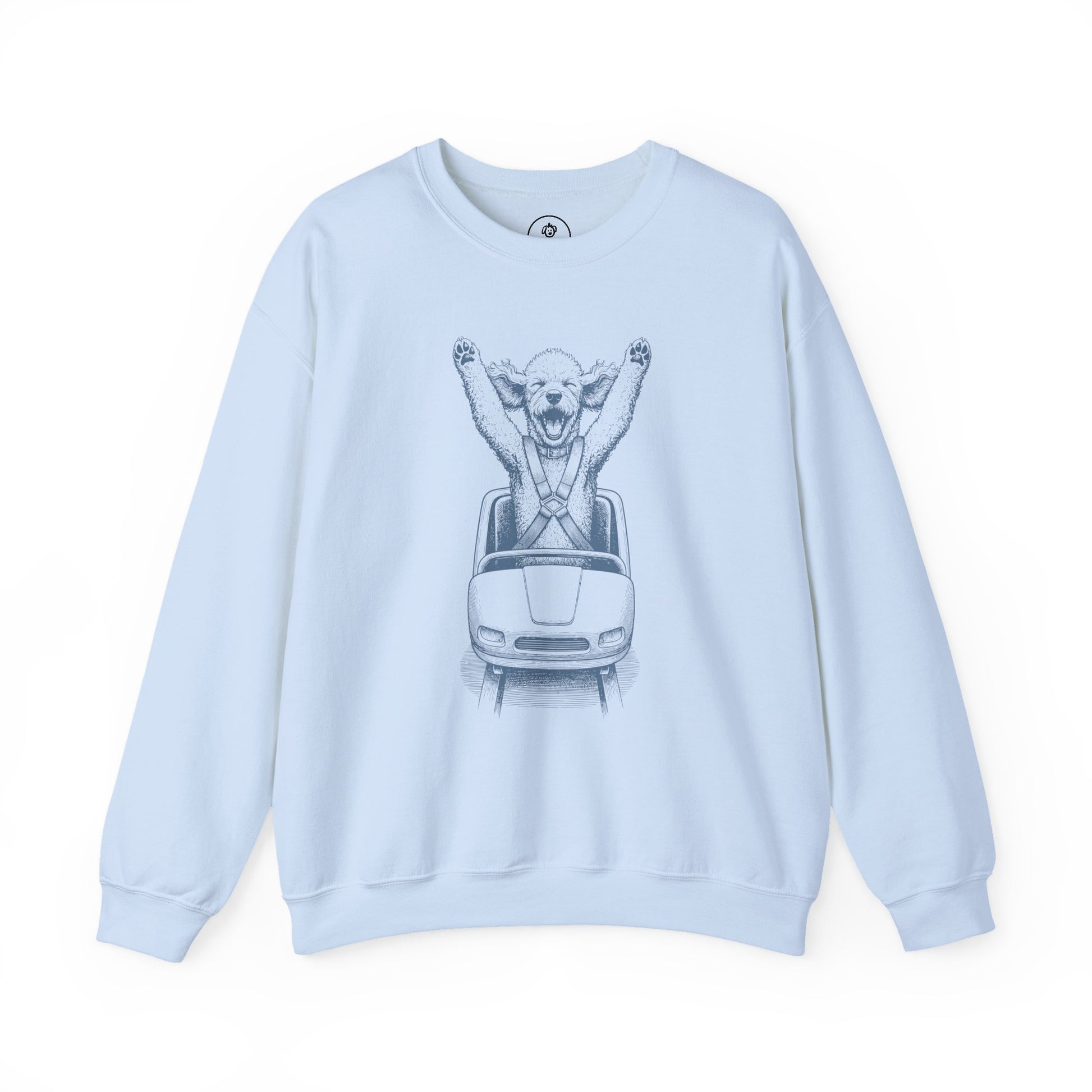 Poodle Roller Coaster Sweatshirt Light Blue Taco-Dog