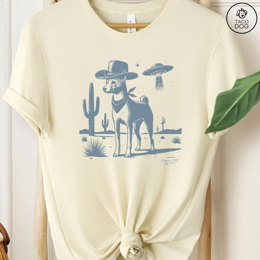 Basenji Cowboy Ink Space UFO T-Shirt