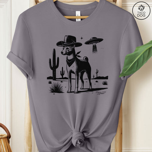Basenji Cowboy Ink Space UFO T-Shirt Storm Taco-Dog