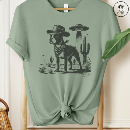 Boston Terrier Cowboy Ink Space UFO T-Shirt