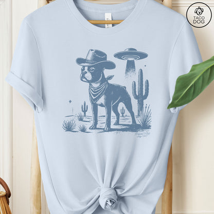 Boston Terrier Cowboy Ink Space UFO T-Shirt