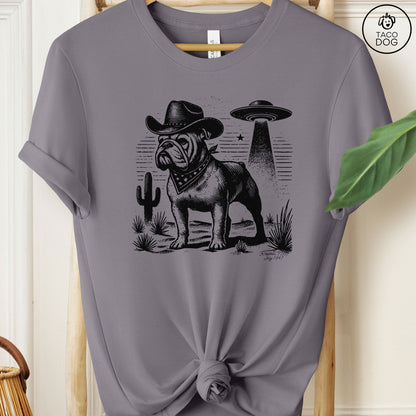 Bulldog Cowboy Ink Space UFO T-Shirt