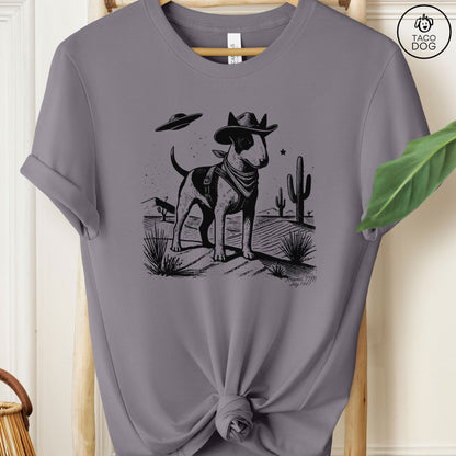 Bull Terrier Bully Cowboy Ink Space UFO T-Shirt